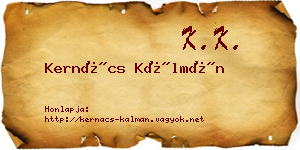 Kernács Kálmán névjegykártya